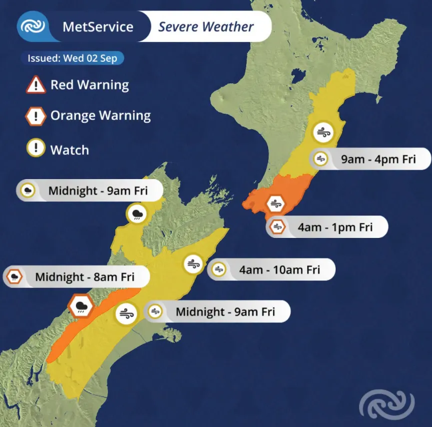 强风暴雨及降雪明天袭击新西兰：全国多地发布极端天气警报